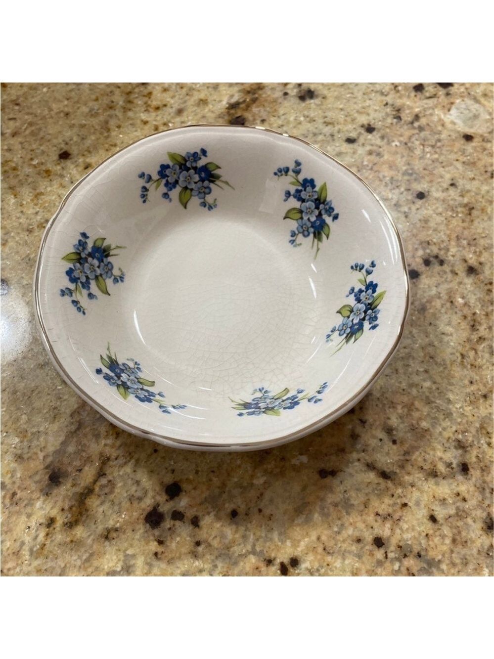 Vintage Alfred Meakin England blue flower gold rim bowl